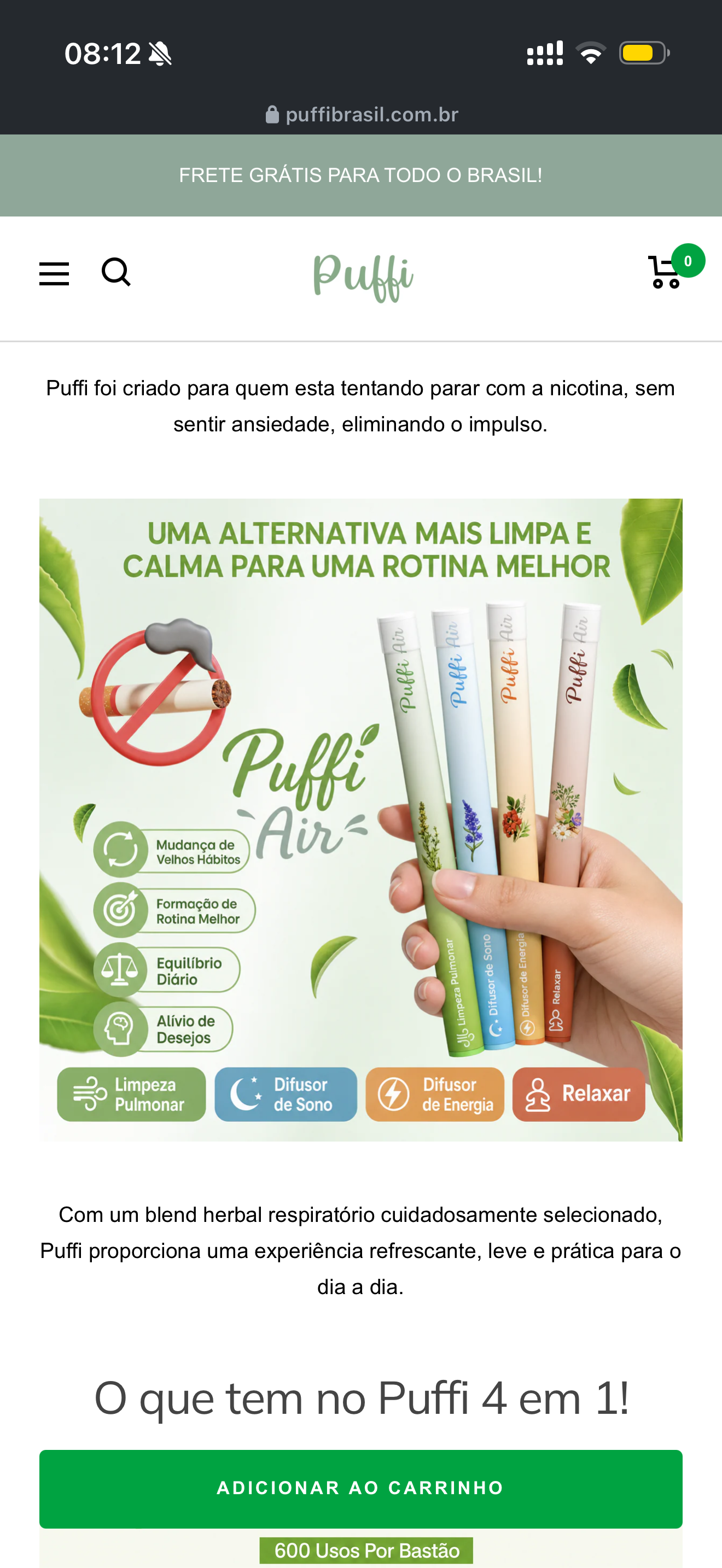 vara de cessação aromatica para parar de fumar