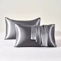 Fundas de satín color gris plata